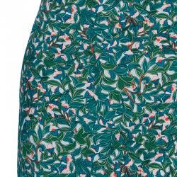 Pre Owned Diane von Furstenberg Turquoise Print Silk Wrap Dress S