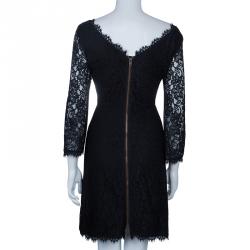 Pre Owned Diane Von Furstenberg Black Lace Zarita Dress XL