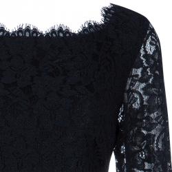 Pre Owned Diane Von Furstenberg Black Lace Zarita Dress XL