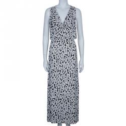 Pre Owned Diane Von Furstenberg Monochrome Gili Print Dress L