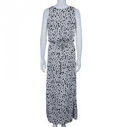 Pre Owned Diane Von Furstenberg Monochrome Gili Print Dress L