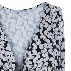 Pre Owned Diane Von Furstenberg Monochrome Gili Print Dress L