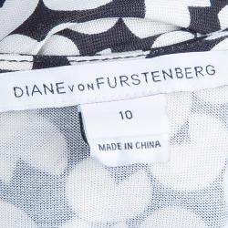 Pre Owned Diane Von Furstenberg Monochrome Gili Print Dress L