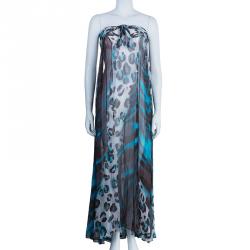 Pre Owned Diane Von Furstenberg Blue Shanna Maxi Dress S