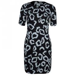 Pre Owned Diane von Furstenberg Black and White Cyrano Dress M