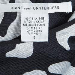 Pre Owned Diane von Furstenberg Black and White Cyrano Dress M