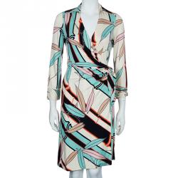 Pre Owned Diane von Furstenberg Multicolor Rona Wrap Around Dress S/M