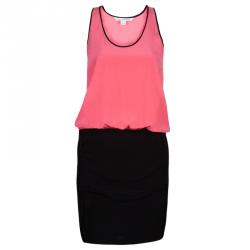 Pre Owned Diane Von Furstenberg Pink and Black Loranne Sleeveless Dress M