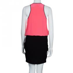 Pre Owned Diane Von Furstenberg Pink and Black Loranne Sleeveless Dress M