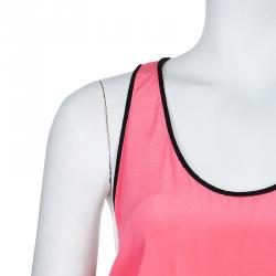 Pre Owned Diane Von Furstenberg Pink and Black Loranne Sleeveless Dress M