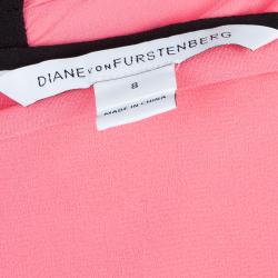 Pre Owned Diane Von Furstenberg Pink and Black Loranne Sleeveless Dress M