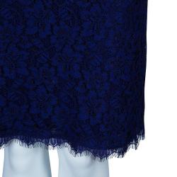 Pre Owned Diane von Furstenberg Blue Zarita Lace Dress L