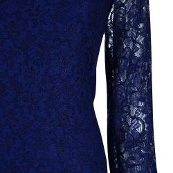 Pre Owned Diane von Furstenberg Blue Zarita Lace Dress L