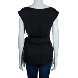 Pre Owned Diane von Furstenberg Black Belted Top S