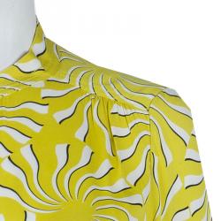 Pre Owned Diane von Furstenberg Yellow Print Tassel Tie-up Tunic Dress M