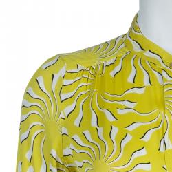 Pre Owned Diane von Furstenberg Yellow Print Tassel Tie-up Tunic Dress M