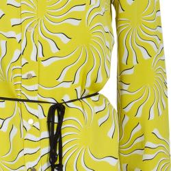 Pre Owned Diane von Furstenberg Yellow Print Tassel Tie-up Tunic Dress M