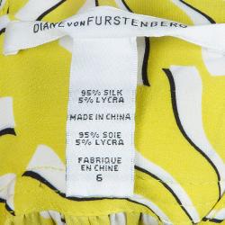 Pre Owned Diane von Furstenberg Yellow Print Tassel Tie-up Tunic Dress M
