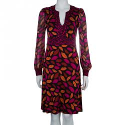 Pre Owned Diane von Furstenberg Leyah Combo Silk Dress S