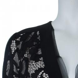 Diane von Furstenberg Black Lace Detail Long Sleeve Dress S