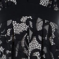 Diane von Furstenberg Black Lace Detail Long Sleeve Dress S
