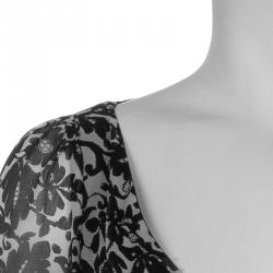 Pre Owned Diane Von Furstenberg Monochrome Floral Print Myrte Wrap Dress  S