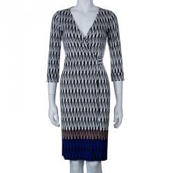 Pre Owned Diane Von Furstenberg New Julian Two Printed Wrap Dress S