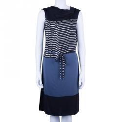 Pre Owned Diane Von Furstenberg New Christa Striped Silk Belted Dress L