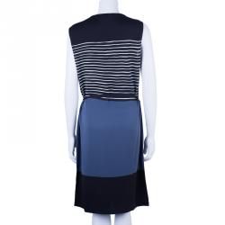 Pre Owned Diane Von Furstenberg New Christa Striped Silk Belted Dress L