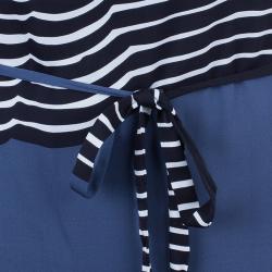 Pre Owned Diane Von Furstenberg New Christa Striped Silk Belted Dress L