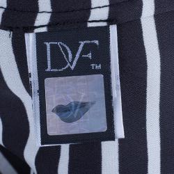 Pre Owned Diane Von Furstenberg New Christa Striped Silk Belted Dress L