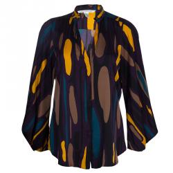 Pre Owned Diane Von Furstenberg Multicolor Printed Silk Karia Blouse M