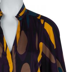 Pre Owned Diane Von Furstenberg Multicolor Printed Silk Karia Blouse M