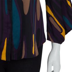 Pre Owned Diane Von Furstenberg Multicolor Printed Silk Karia Blouse M