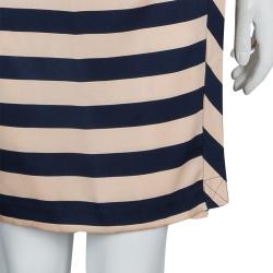 Pre Owned Diane Von Furstenberg Striped Silk Wraparound Helena Shirt Dress L