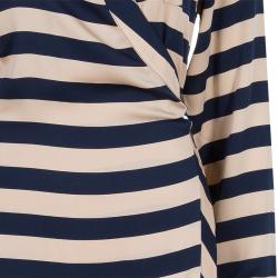 Pre Owned Diane Von Furstenberg Striped Silk Wraparound Helena Shirt Dress L