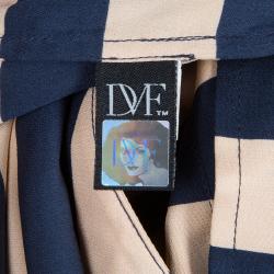 Pre Owned Diane Von Furstenberg Striped Silk Wraparound Helena Shirt Dress L