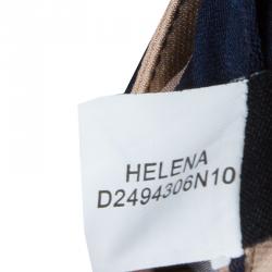 Pre Owned Diane Von Furstenberg Striped Silk Wraparound Helena Shirt Dress L