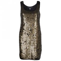 Pre Owned Diane Von Furstenberg Bronze Sequin Chika Dress S