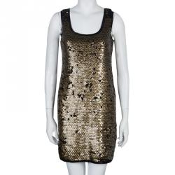 Pre Owned Diane Von Furstenberg Bronze Sequin Chika Dress S