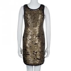 Pre Owned Diane Von Furstenberg Bronze Sequin Chika Dress S