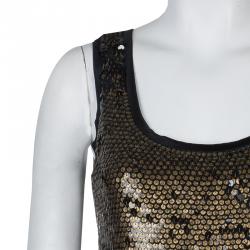 Pre Owned Diane Von Furstenberg Bronze Sequin Chika Dress S
