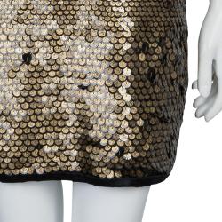 Pre Owned Diane Von Furstenberg Bronze Sequin Chika Dress S