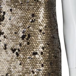 Pre Owned Diane Von Furstenberg Bronze Sequin Chika Dress S