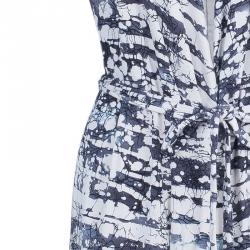 Pre Owned Diane Von Furstenberg Mindy Monochrome Marble Wrap Dress L