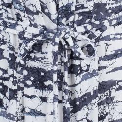 Pre Owned Diane Von Furstenberg Mindy Monochrome Marble Wrap Dress L