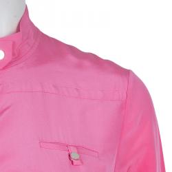 Pre Owned Diane Von Furstenberg Hot Pink Marianna Silk Shirt Dress M