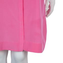 Pre Owned Diane Von Furstenberg Hot Pink Marianna Silk Shirt Dress M
