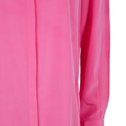 Pre Owned Diane Von Furstenberg Hot Pink Marianna Silk Shirt Dress M