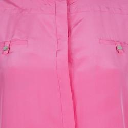 Pre Owned Diane Von Furstenberg Hot Pink Marianna Silk Shirt Dress M